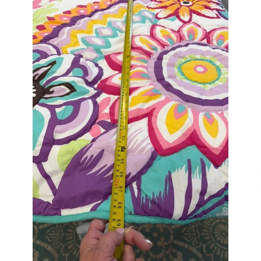 Pottery Barn Teen Twin Quilt and 1 Sham Boho Botanical Pink Teal 68x86 RARE